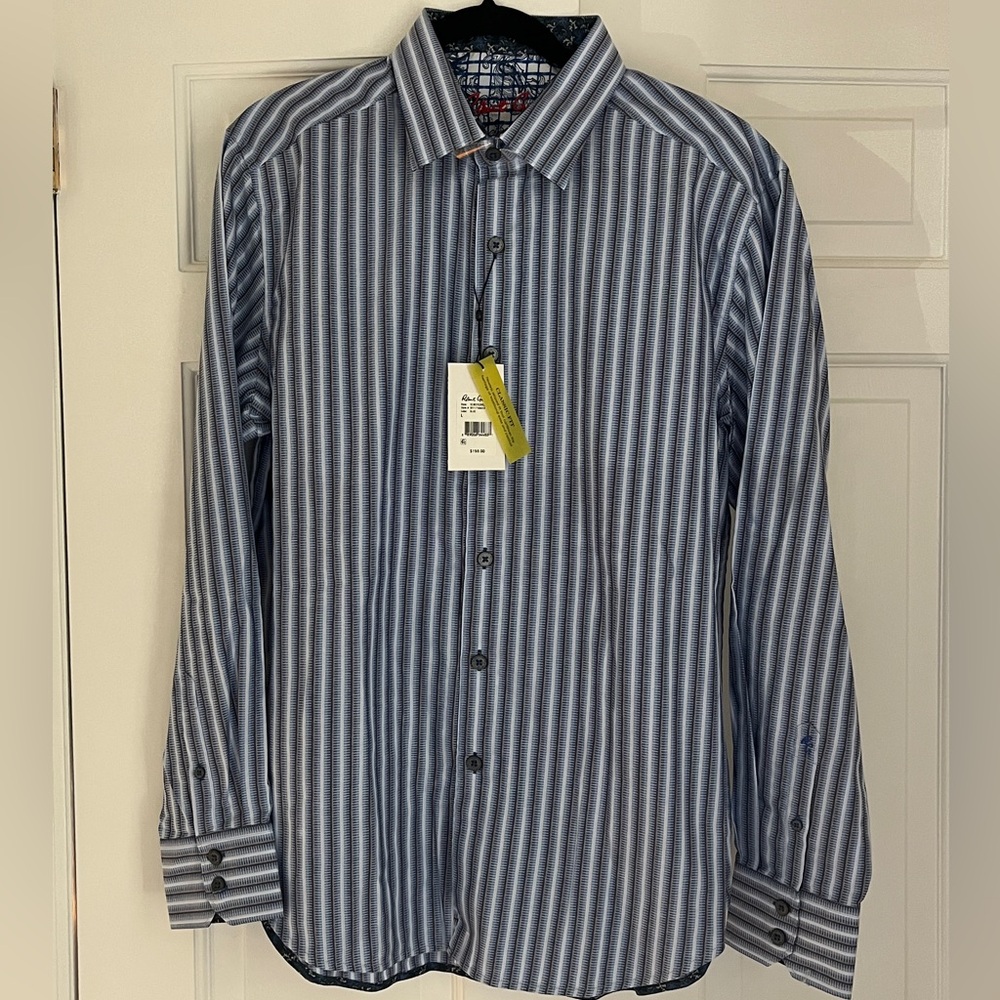 NWT Robert Graham Blue Striped Shirt